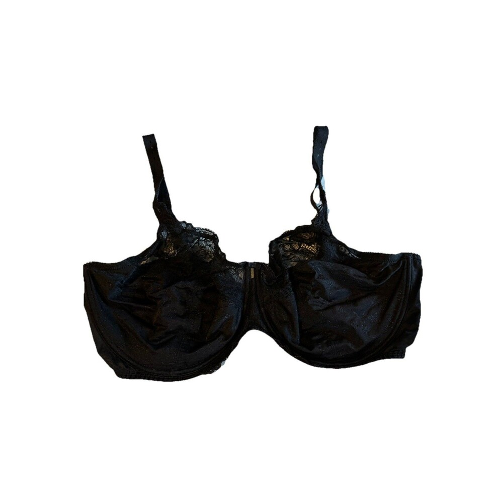 Delimira Minimizer Full Coverage Black Lace Underwire Unlined Bra Size 40H